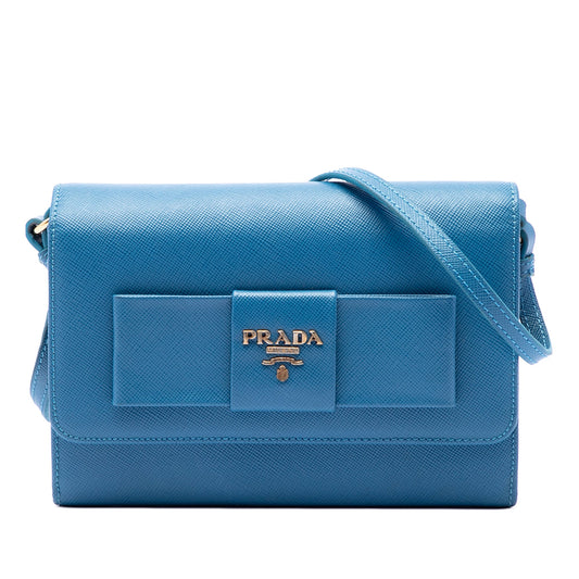 Prada Saffiano Lux Bow Wallet On Strap
