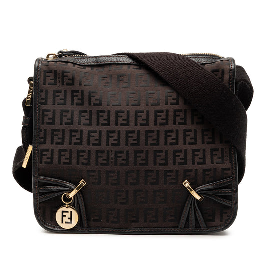 Fendi Small Zucchino Canvas F Charm Crossbody