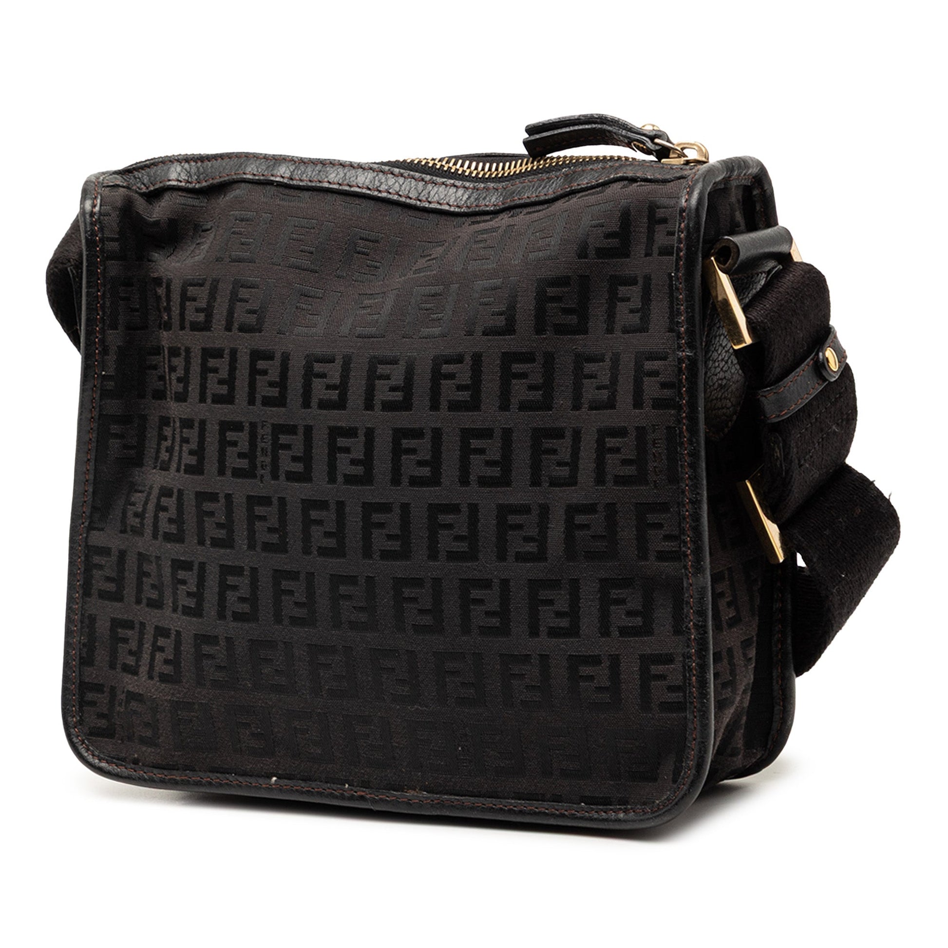 Fendi Small Zucchino Canvas F Charm Crossbody
