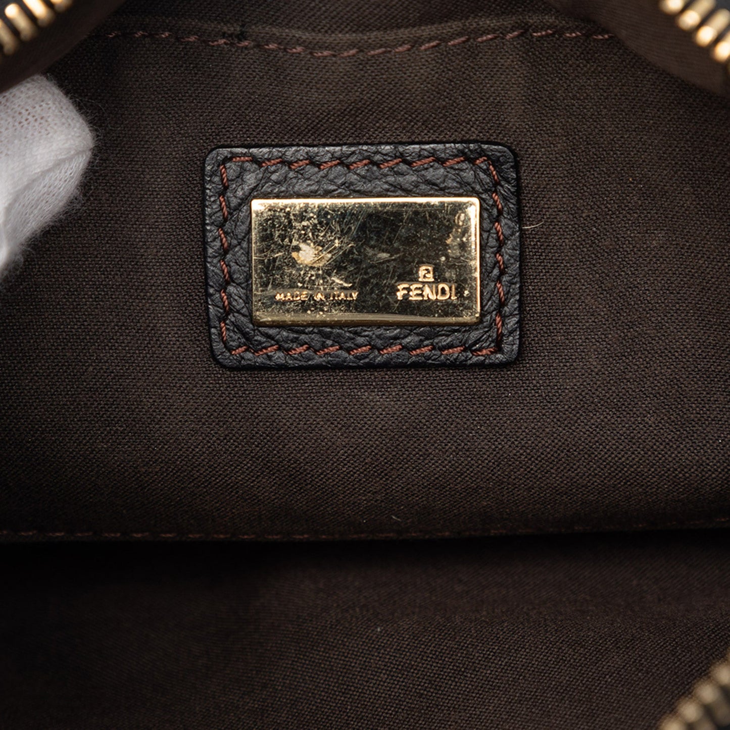 Fendi Small Zucchino Canvas F Charm Crossbody