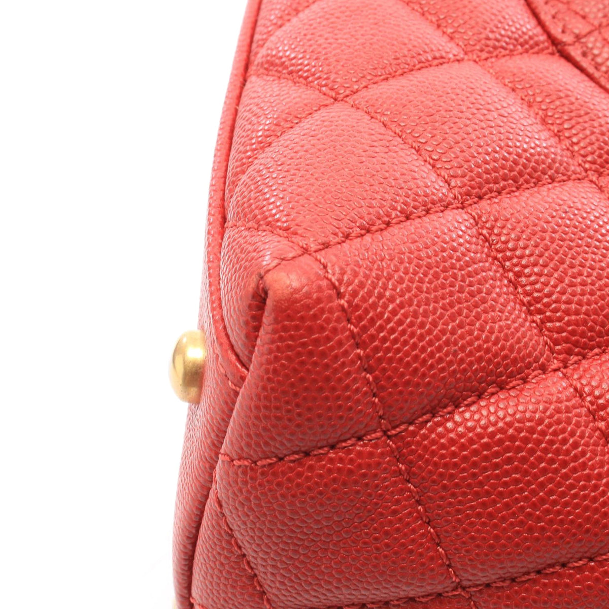 Chanel Small Quilted Caviar Coco Top Handle Bag — Red