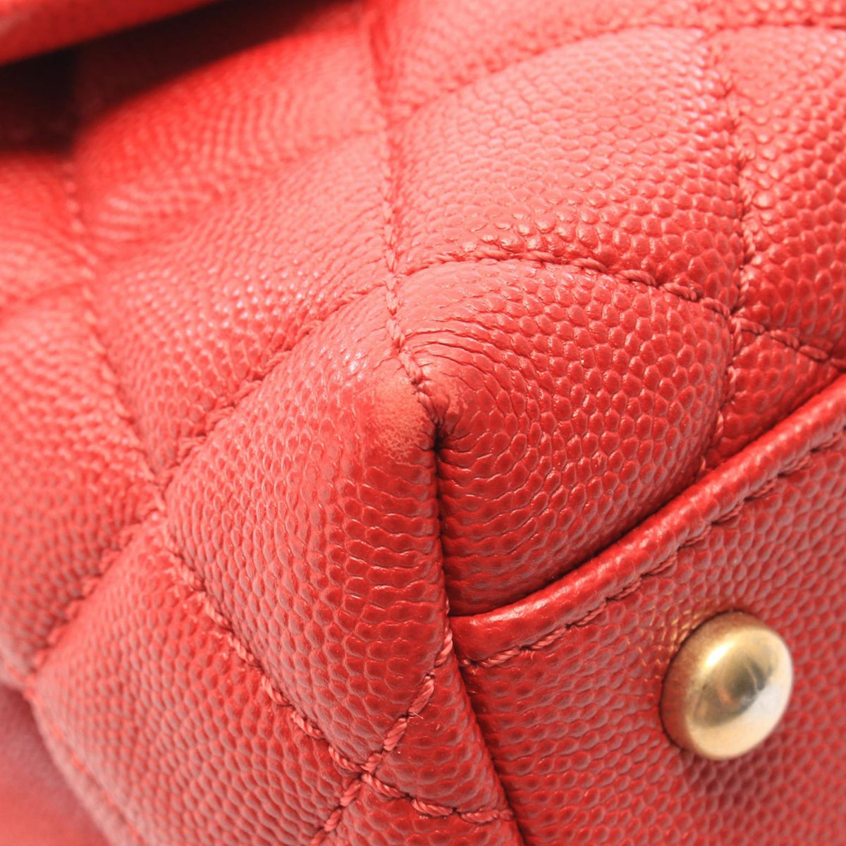 Chanel Small Quilted Caviar Coco Top Handle Bag — Red