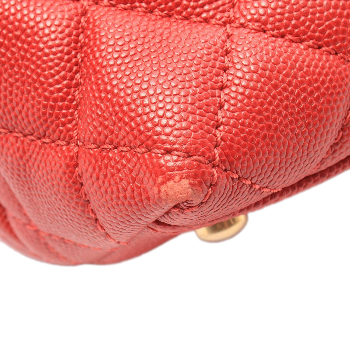 Chanel Small Quilted Caviar Coco Top Handle Bag — Red