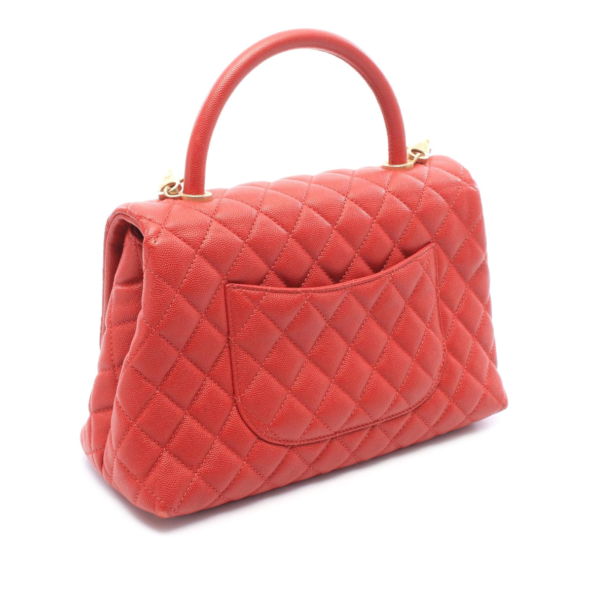 Chanel Small Quilted Caviar Coco Top Handle Bag — Red
