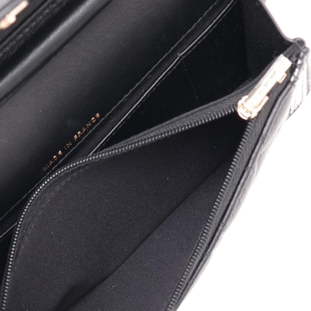 Chanel CC Quilted Lambskin and Patent Wallet on Chain — Black