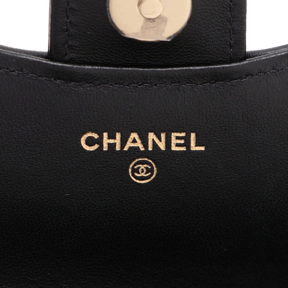 Chanel CC Quilted Lambskin and Patent Wallet on Chain — Black
