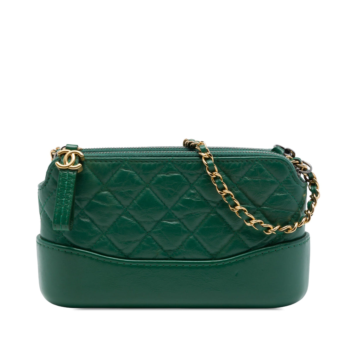 Chanel Aged Calfskin Gabrielle Double Zip Clutch with Chain