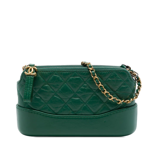 Chanel Aged Calfskin Gabrielle Double Zip Clutch with Chain
