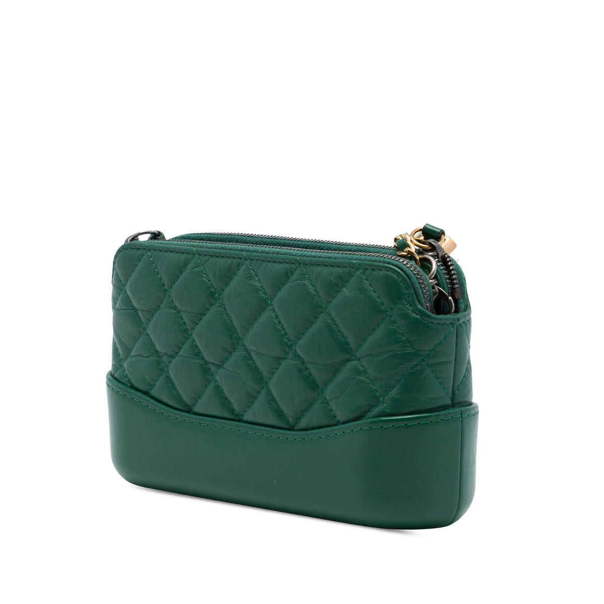 Chanel Aged Calfskin Gabrielle Double Zip Clutch with Chain