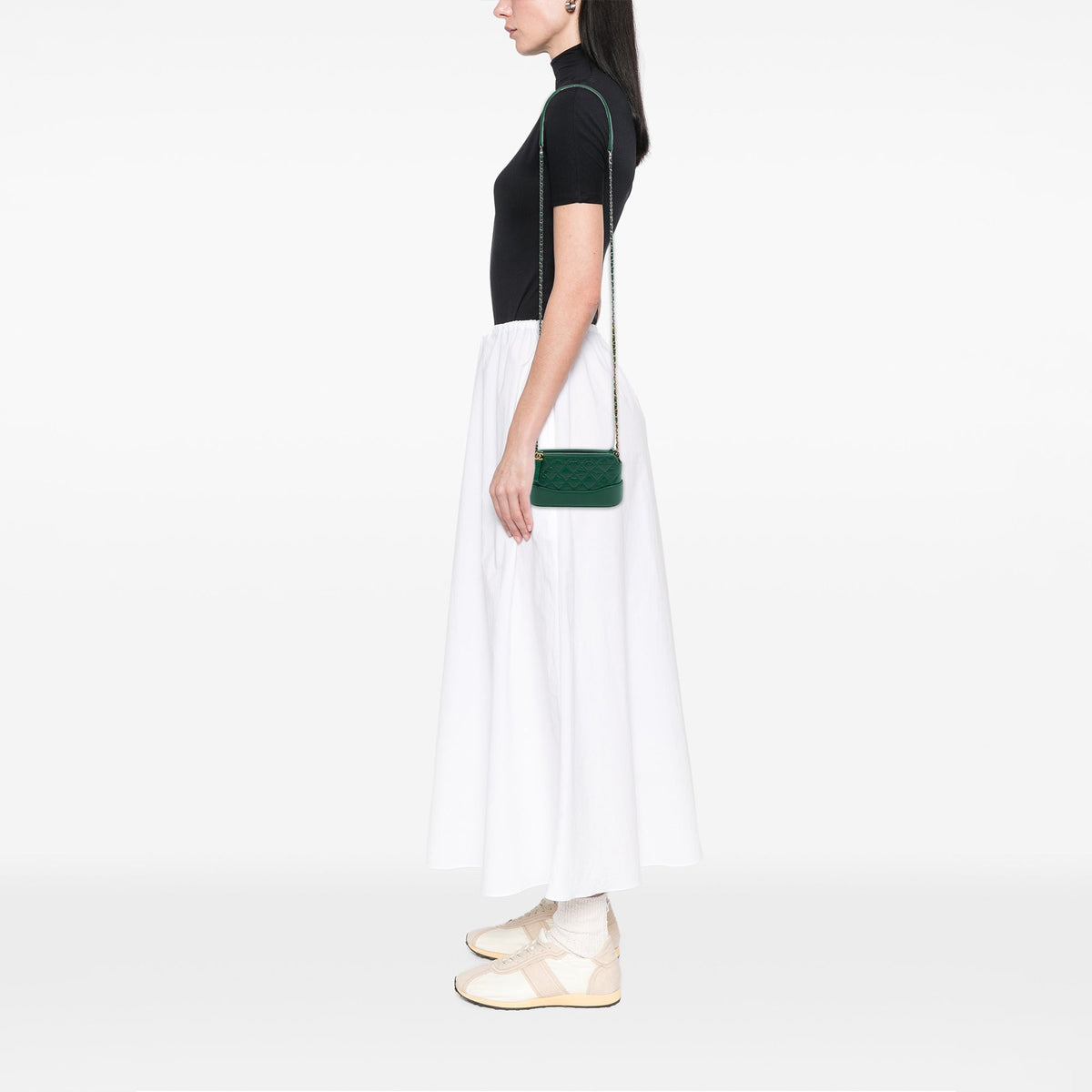 Chanel Aged Calfskin Gabrielle Double Zip Clutch with Chain