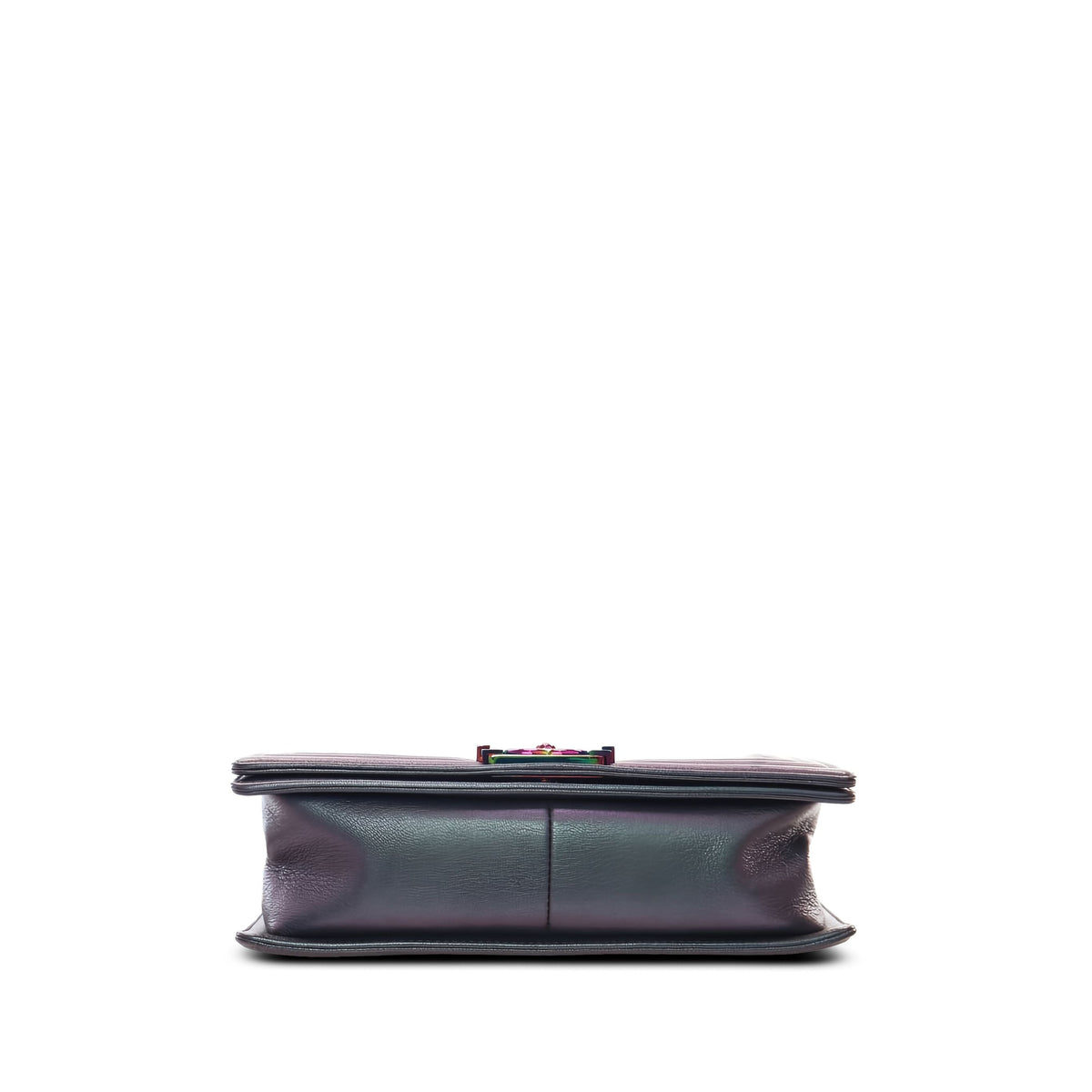Chanel Old Medium Quilted Iridescent Goatskin Rainbow Hardware Boy Flap — Purple