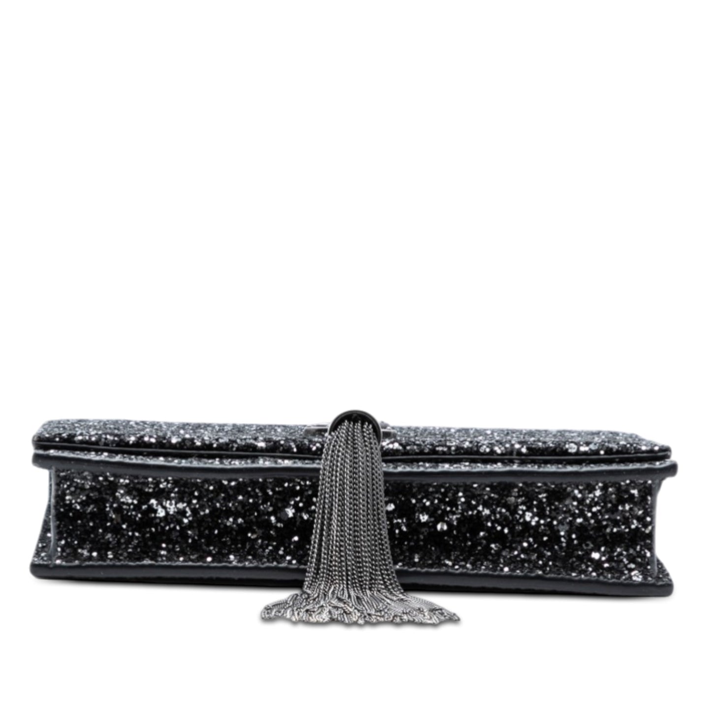 Saint Laurent Metallic Glitter Monogram Kate Tassel Chain Wallet