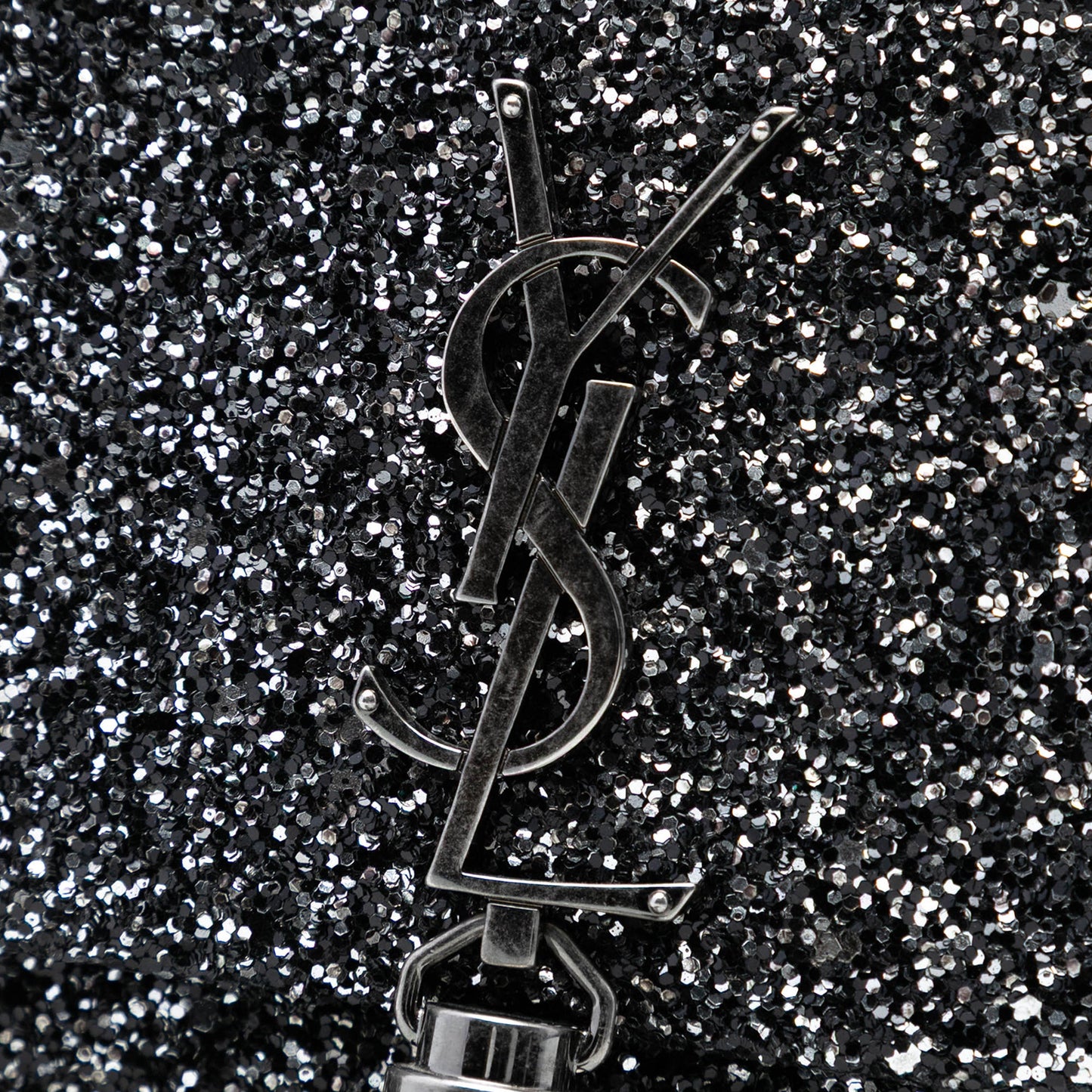 Saint Laurent Metallic Glitter Monogram Kate Tassel Chain Wallet