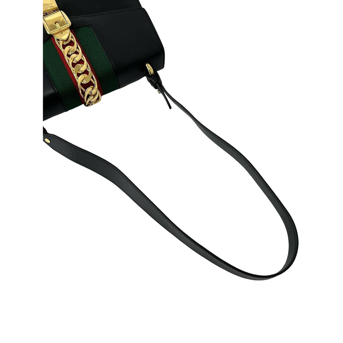 Gucci Small Calfskin Web Sylvie Satchel — Black