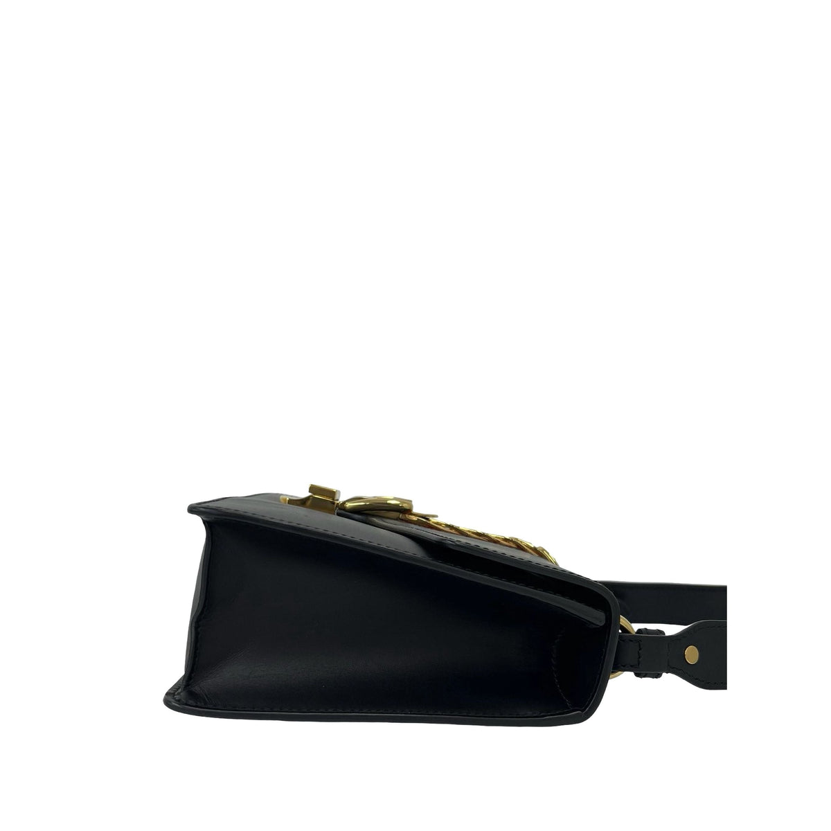 Gucci Small Calfskin Web Sylvie Satchel — Black