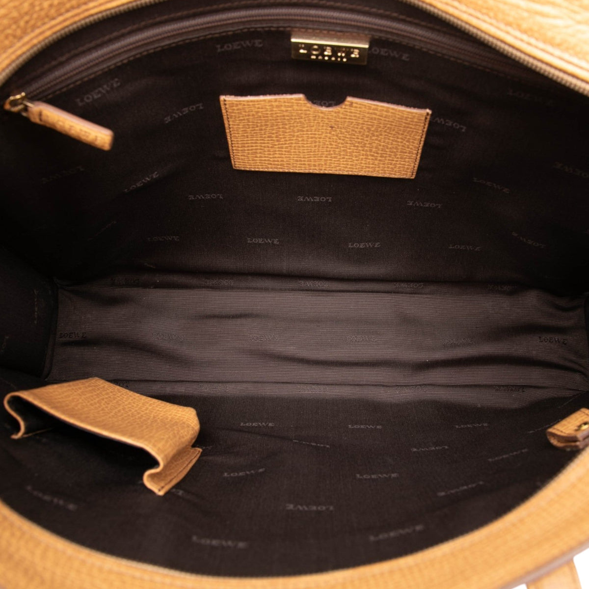 LOEWE Textured Leather Business Bag — Brown