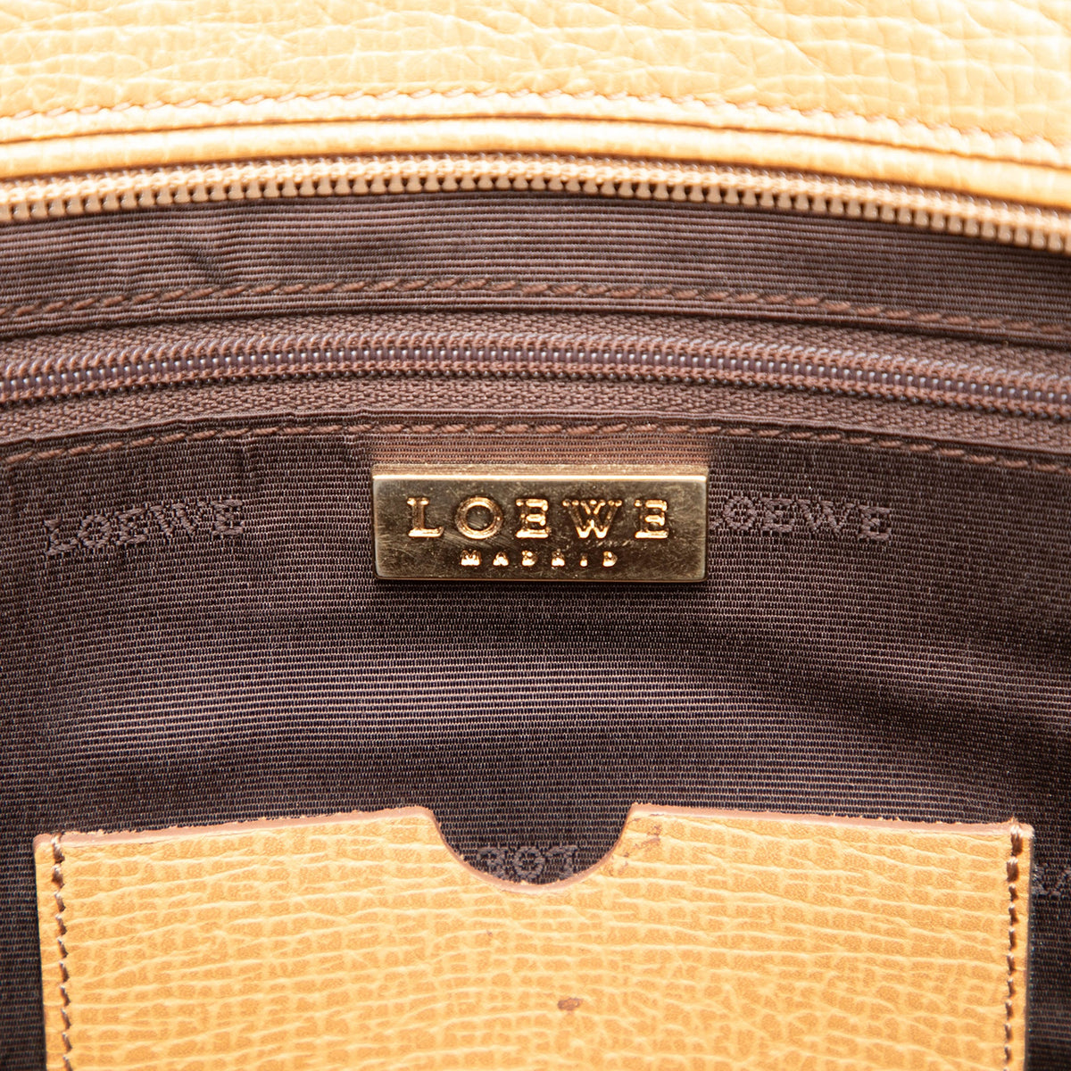 LOEWE Textured Leather Business Bag — Brown