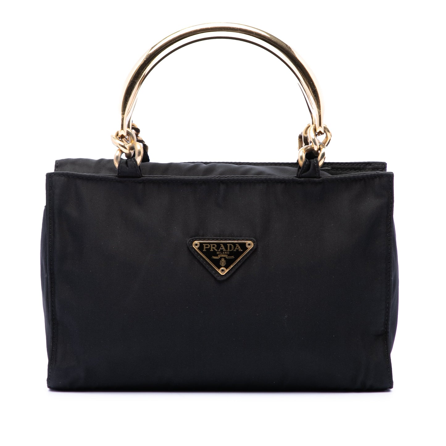 Prada Tessuto Metal Handle Bag