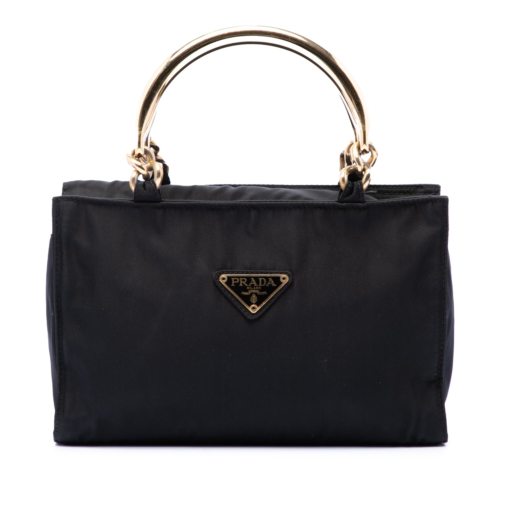 Prada Tessuto Metal Handle Bag