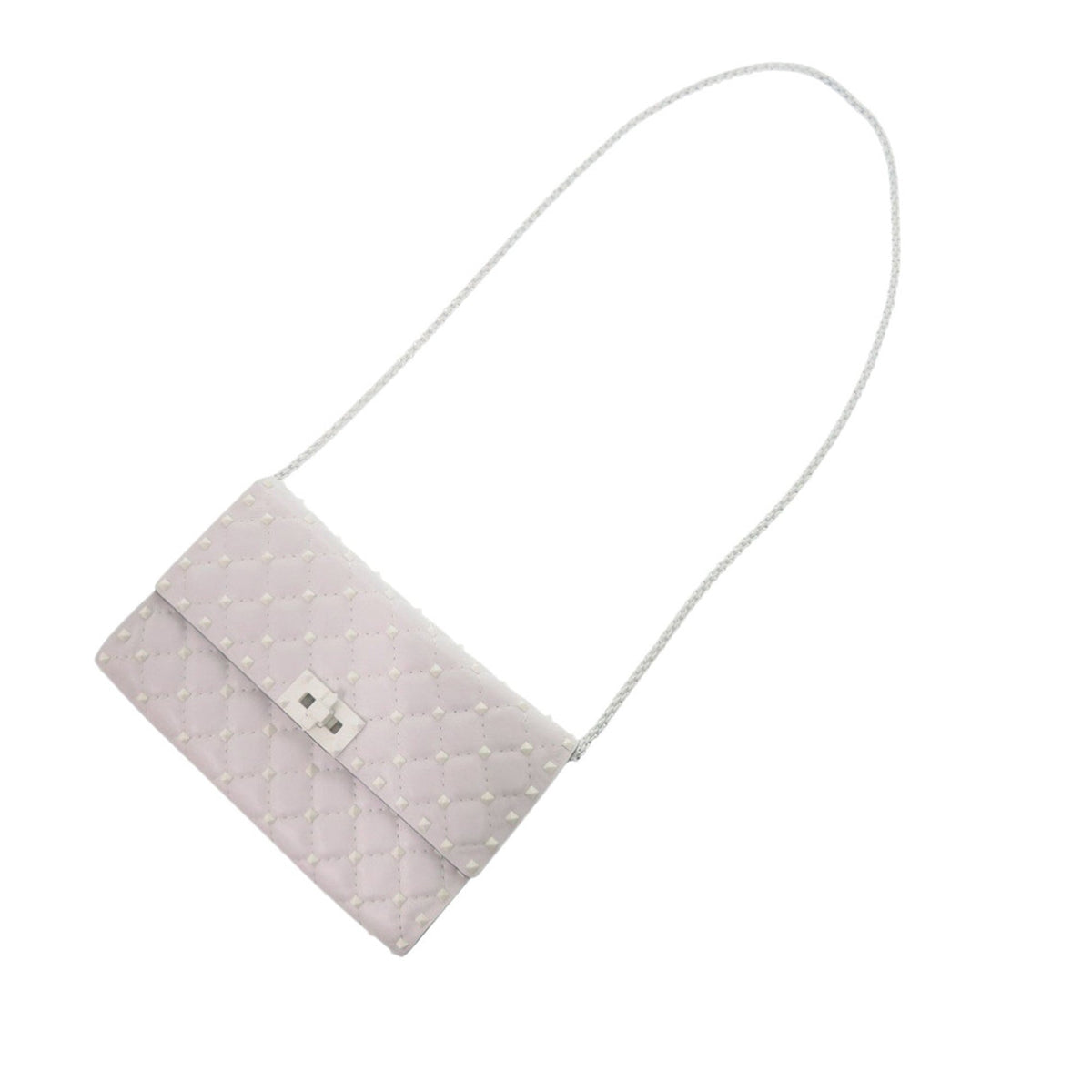 Valentino Lambskin Free Rockstud Spike Wallet On Chain — White