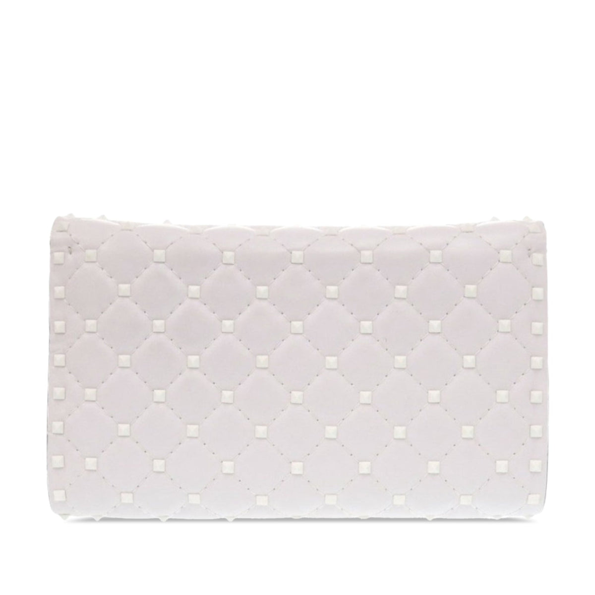 Valentino Lambskin Free Rockstud Spike Wallet On Chain — White