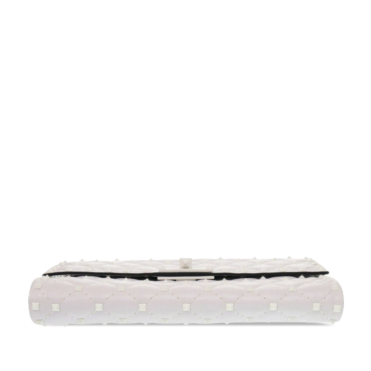 Valentino Lambskin Free Rockstud Spike Wallet On Chain — White