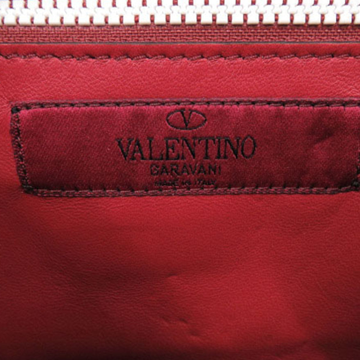 Valentino Lambskin Free Rockstud Spike Wallet On Chain — White