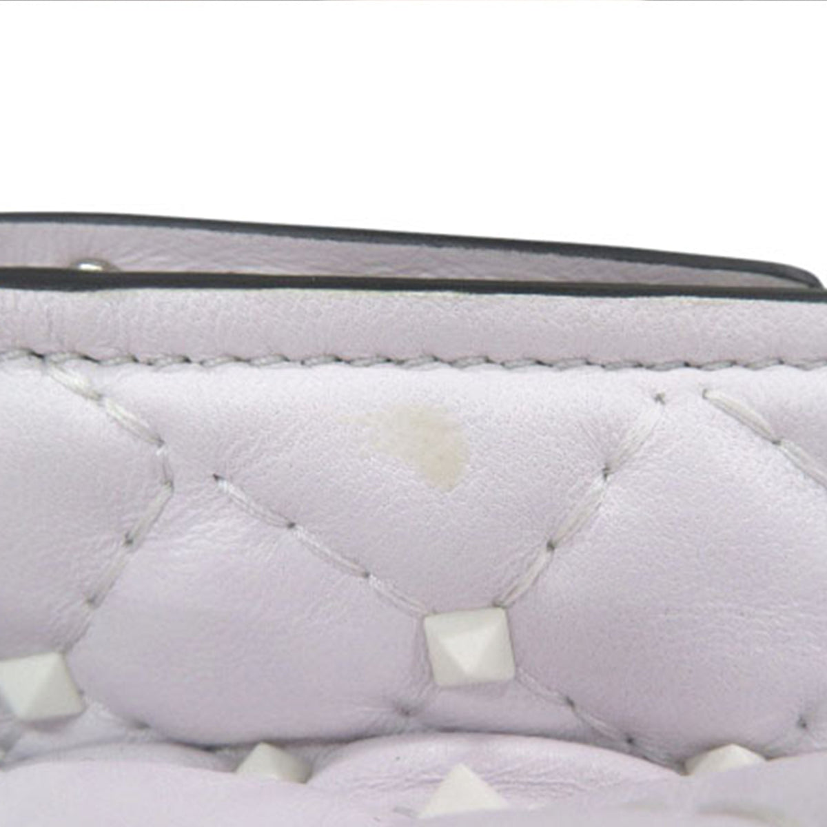 Valentino Lambskin Free Rockstud Spike Wallet On Chain — White