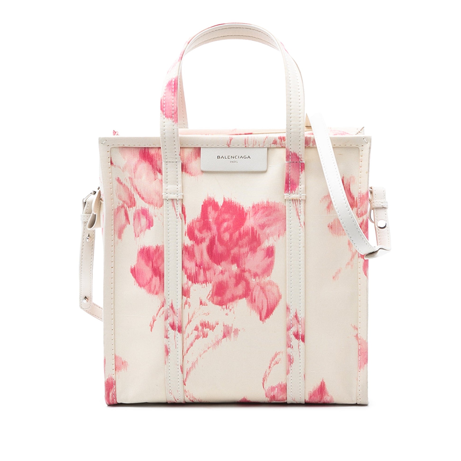 Balenciaga S Floral Printed Silk Bazar Shopper Tote
