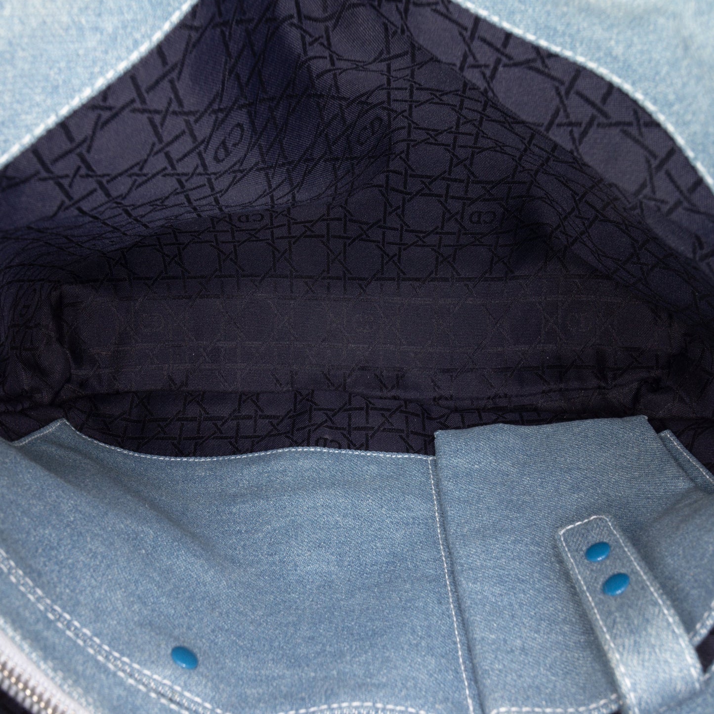 Dior Large Denim Cannage Acrylic Handles Lady Dior