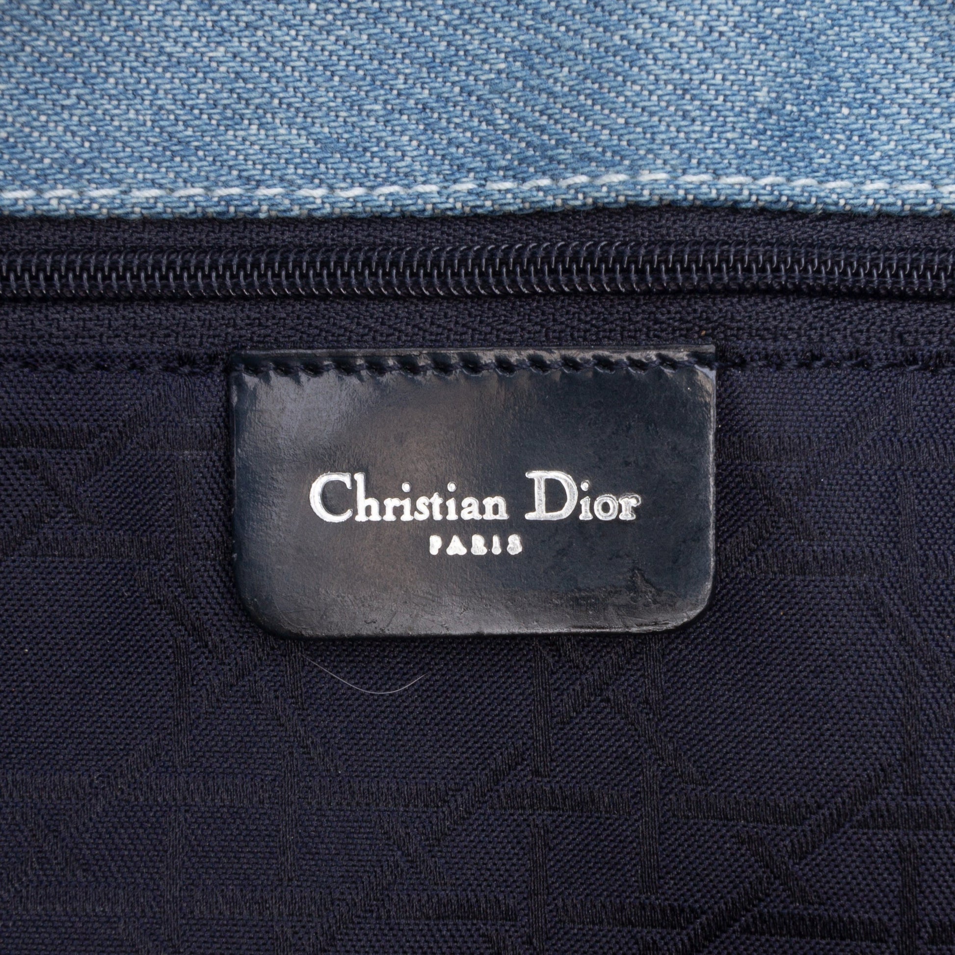 Dior Large Denim Cannage Acrylic Handles Lady Dior