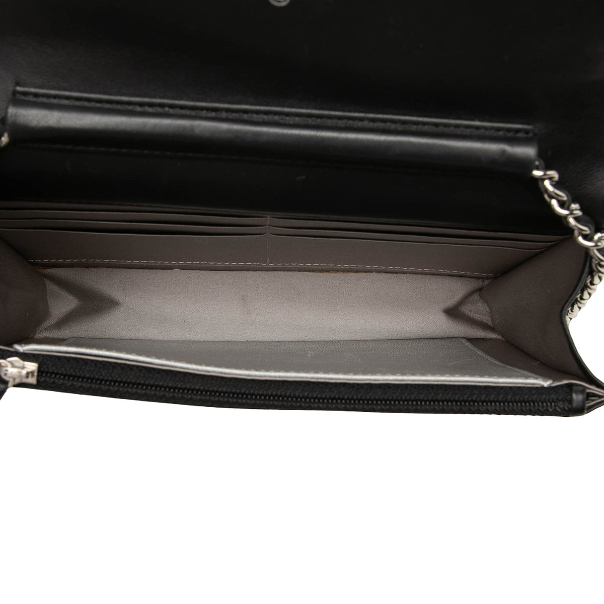 Chanel CC Embossed Lambskin Camellia Wallet On Chain — Black