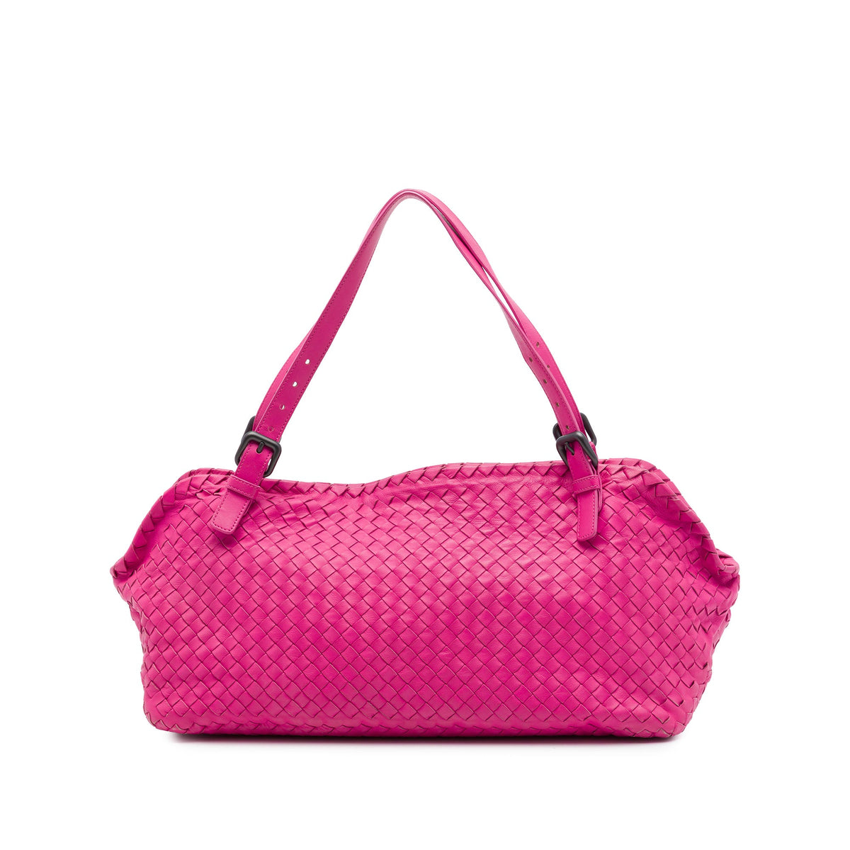 Bottega Veneta Nappa Intrecciato Belted Zip Frame Shoulder Bag — Pink