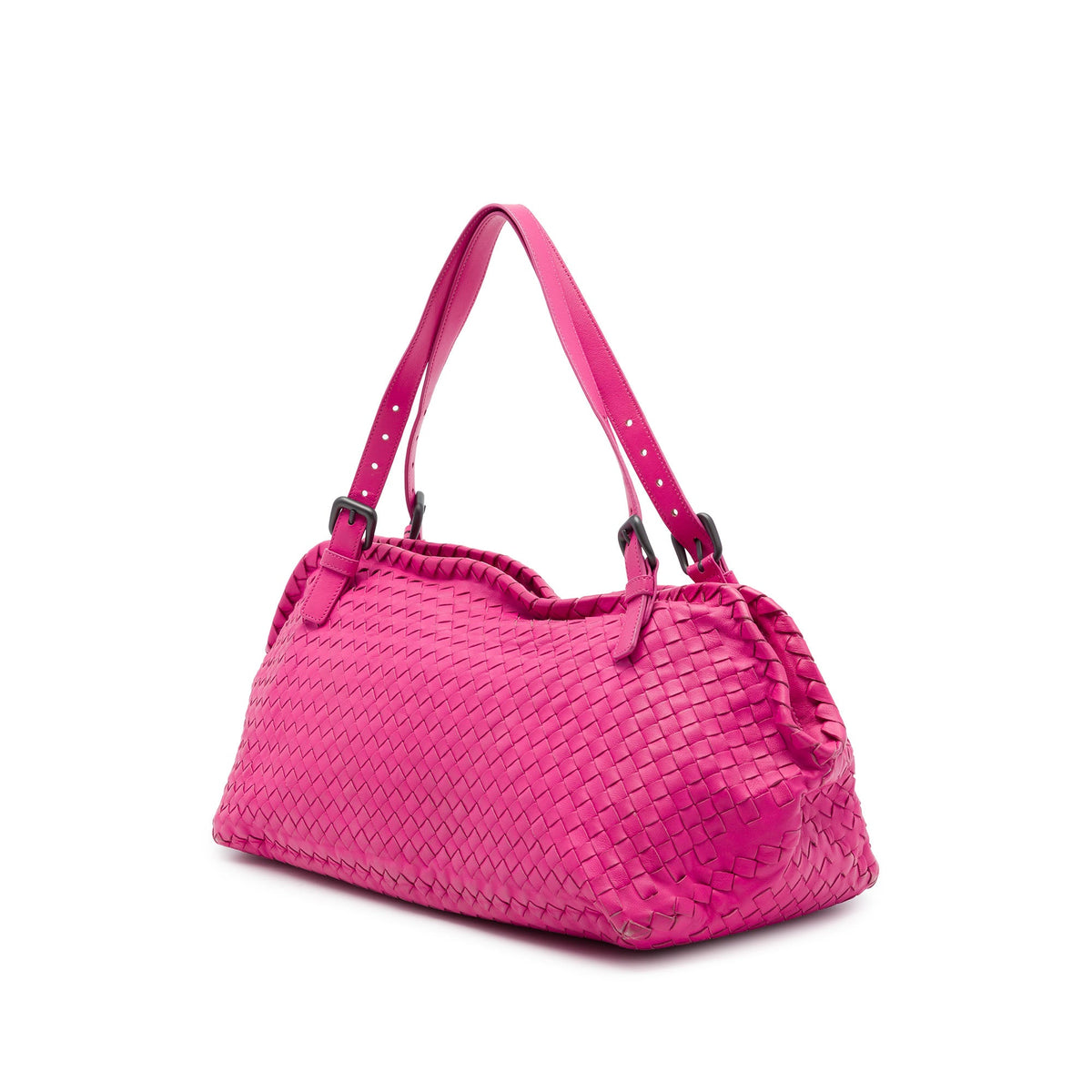 Bottega Veneta Nappa Intrecciato Belted Zip Frame Shoulder Bag — Pink