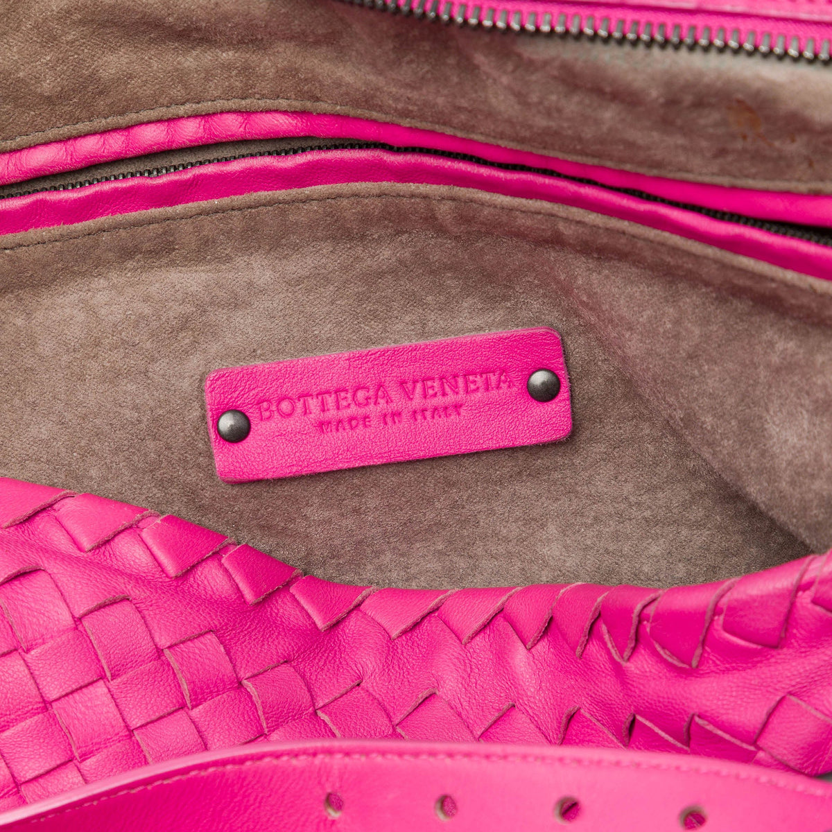 Bottega Veneta Nappa Intrecciato Belted Zip Frame Shoulder Bag — Pink