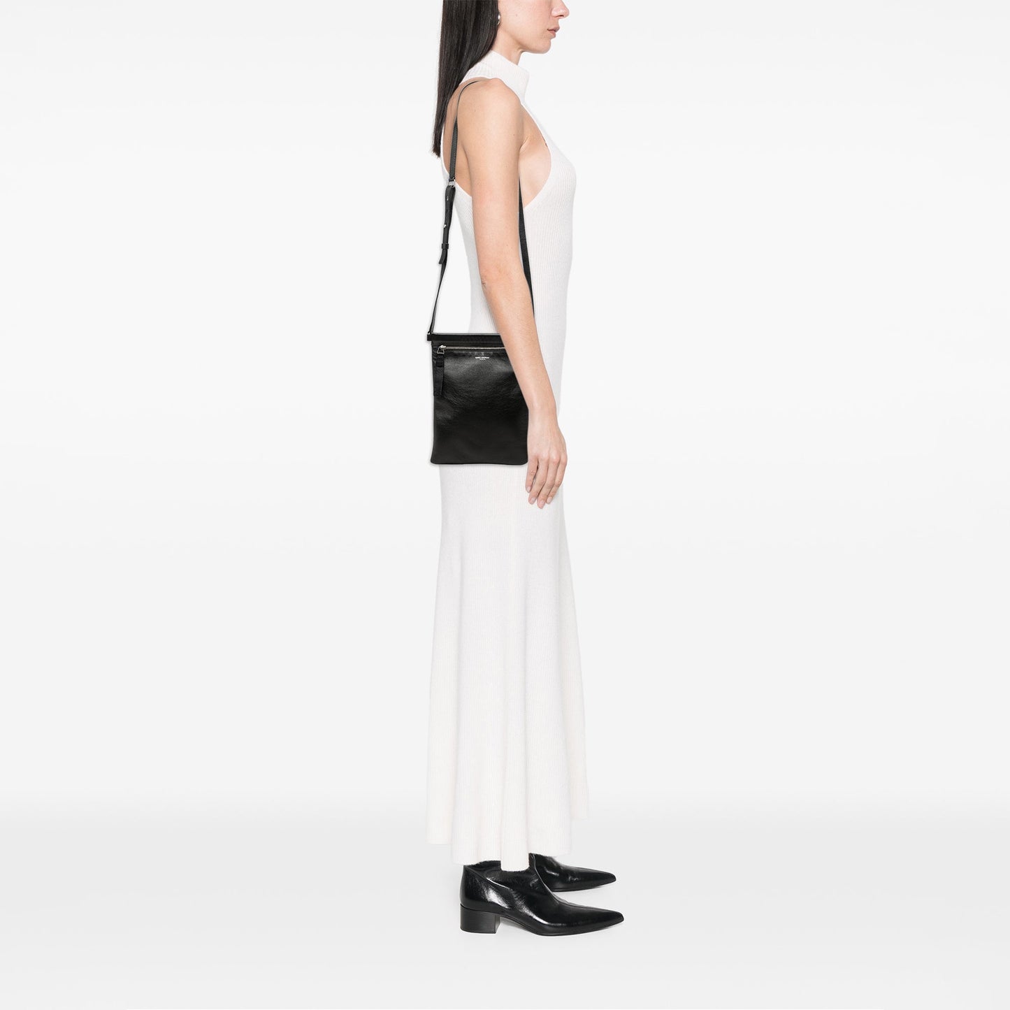 Saint Laurent Antiqued Lambskin Sid Flat Crossbody