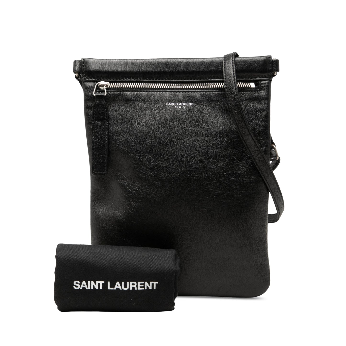 Saint Laurent Antiqued Lambskin Sid Flat Crossbody