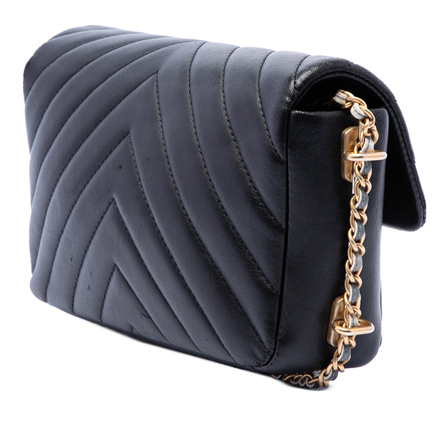 Chanel Mini Rectangular Chevron Lambskin Chain Around Flap