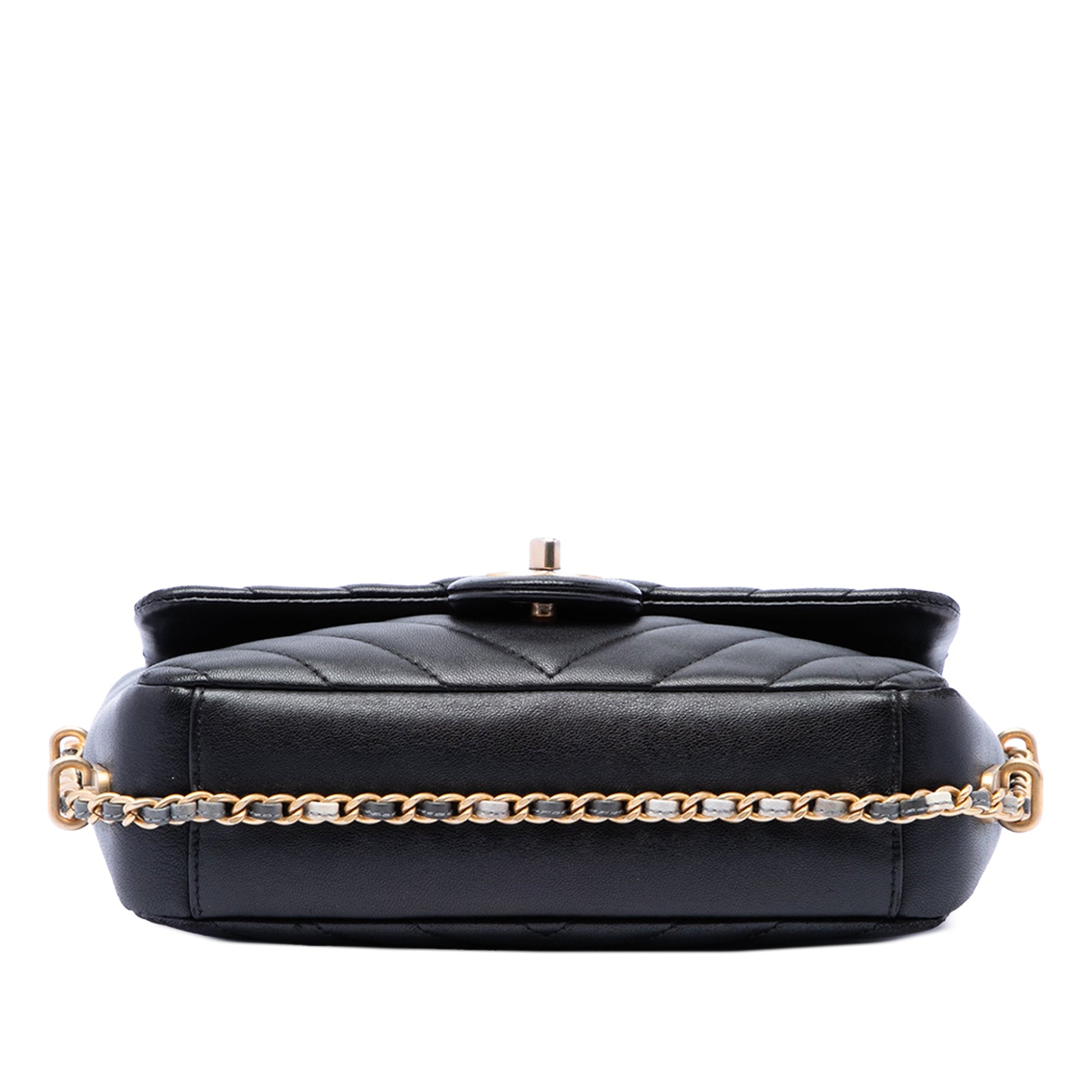 Chanel Mini Rectangular Chevron Lambskin Chain Around Flap