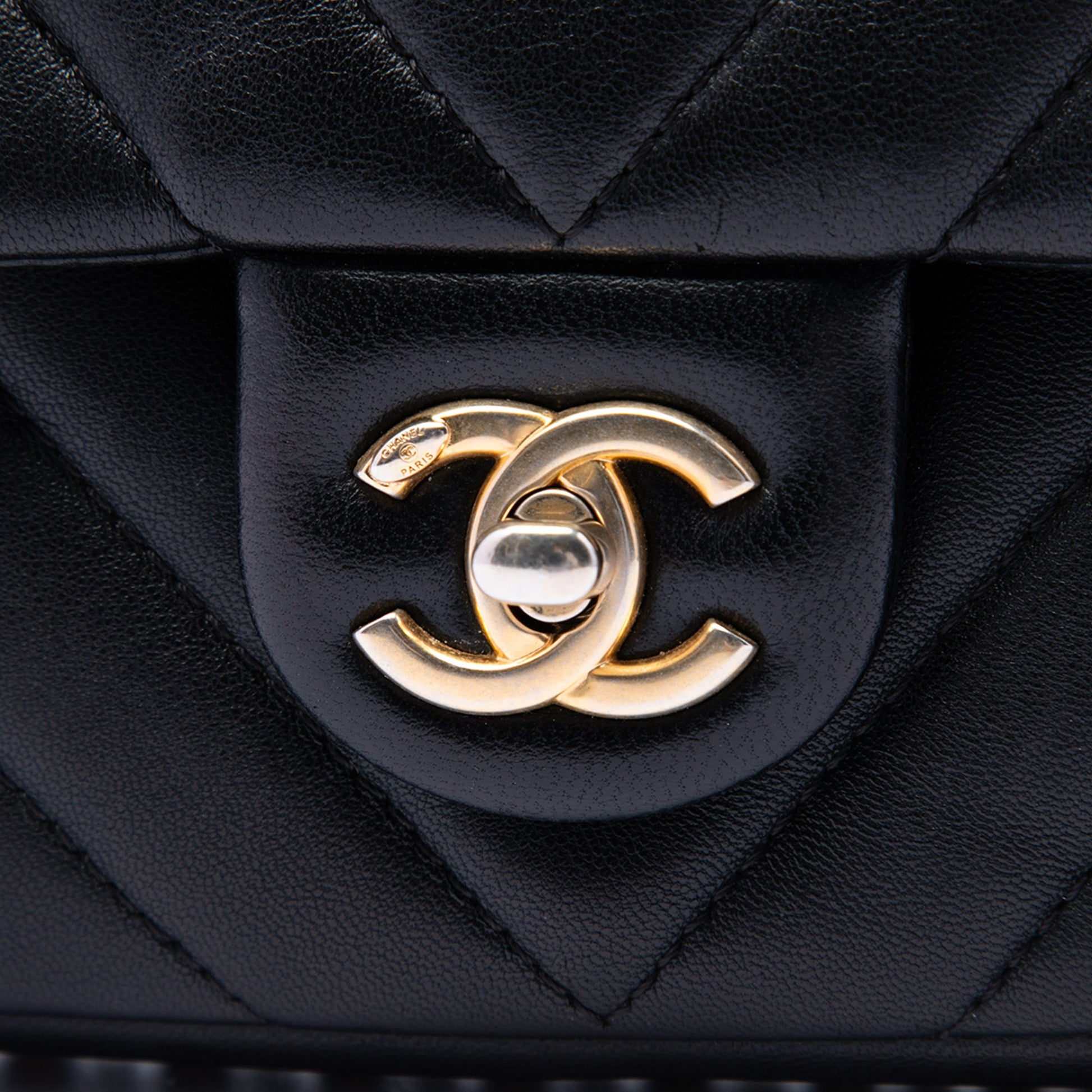 Chanel Mini Rectangular Chevron Lambskin Chain Around Flap
