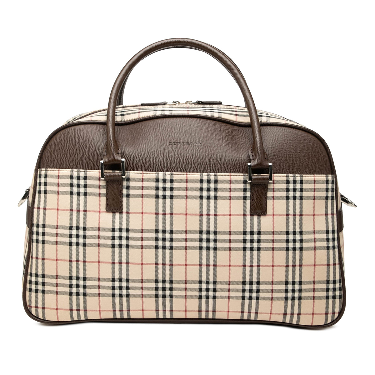 Burberry House Check Canvas Boston Bag — Beige