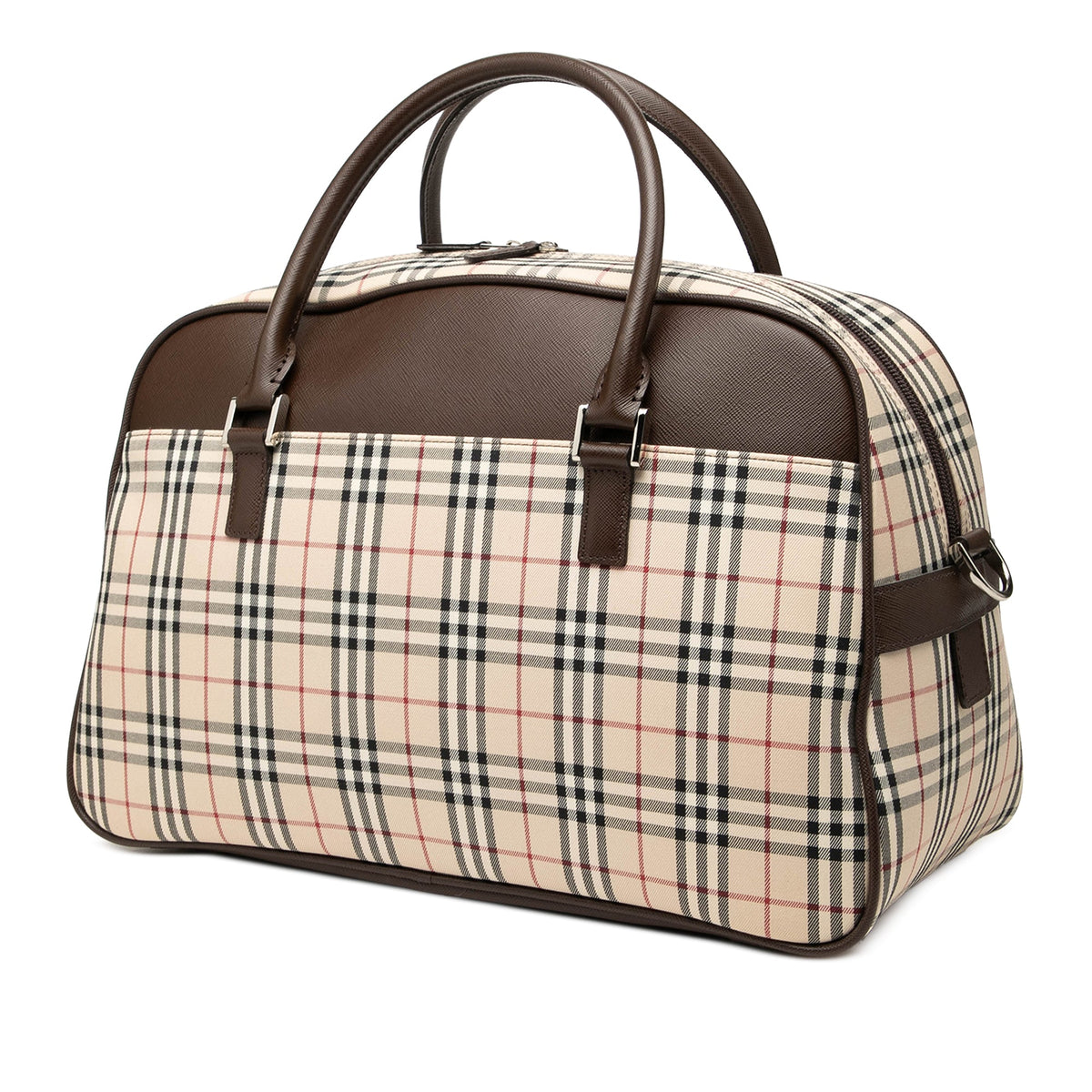 Burberry House Check Canvas Boston Bag — Beige
