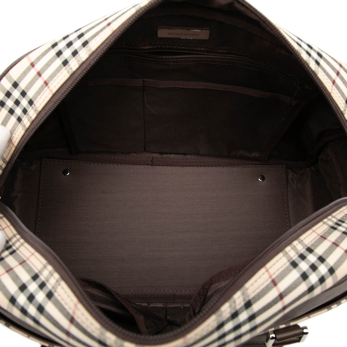 Burberry House Check Canvas Boston Bag — Beige