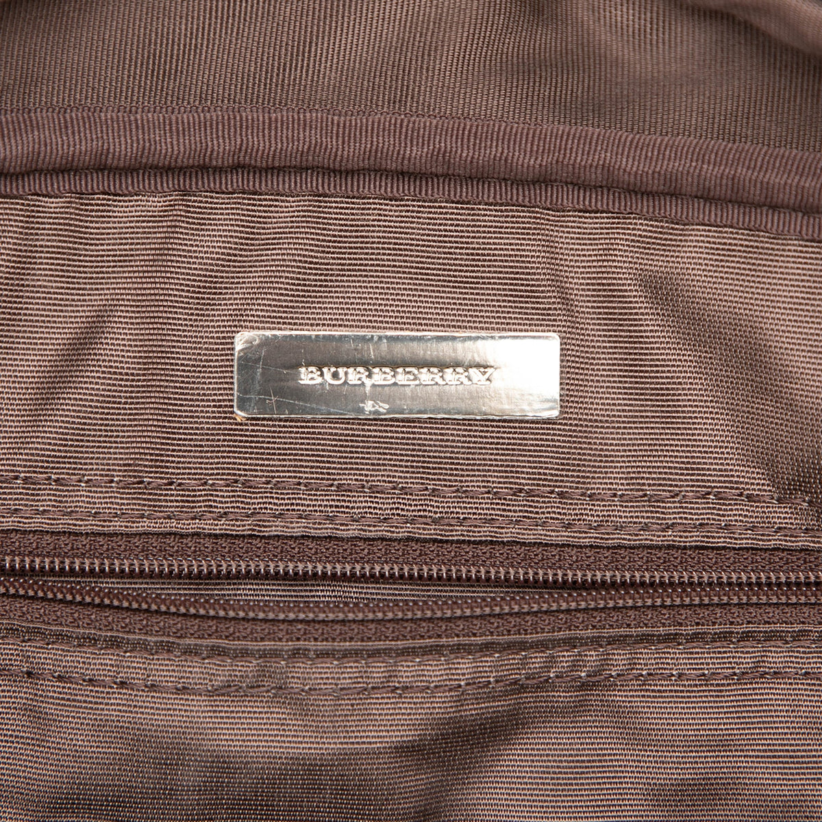 Burberry House Check Canvas Boston Bag — Beige