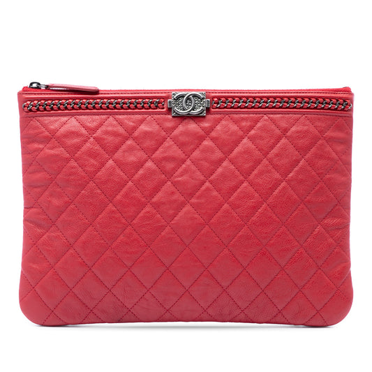 Chanel Medium Quilted Lambskin Chain Boy O Case Clutch