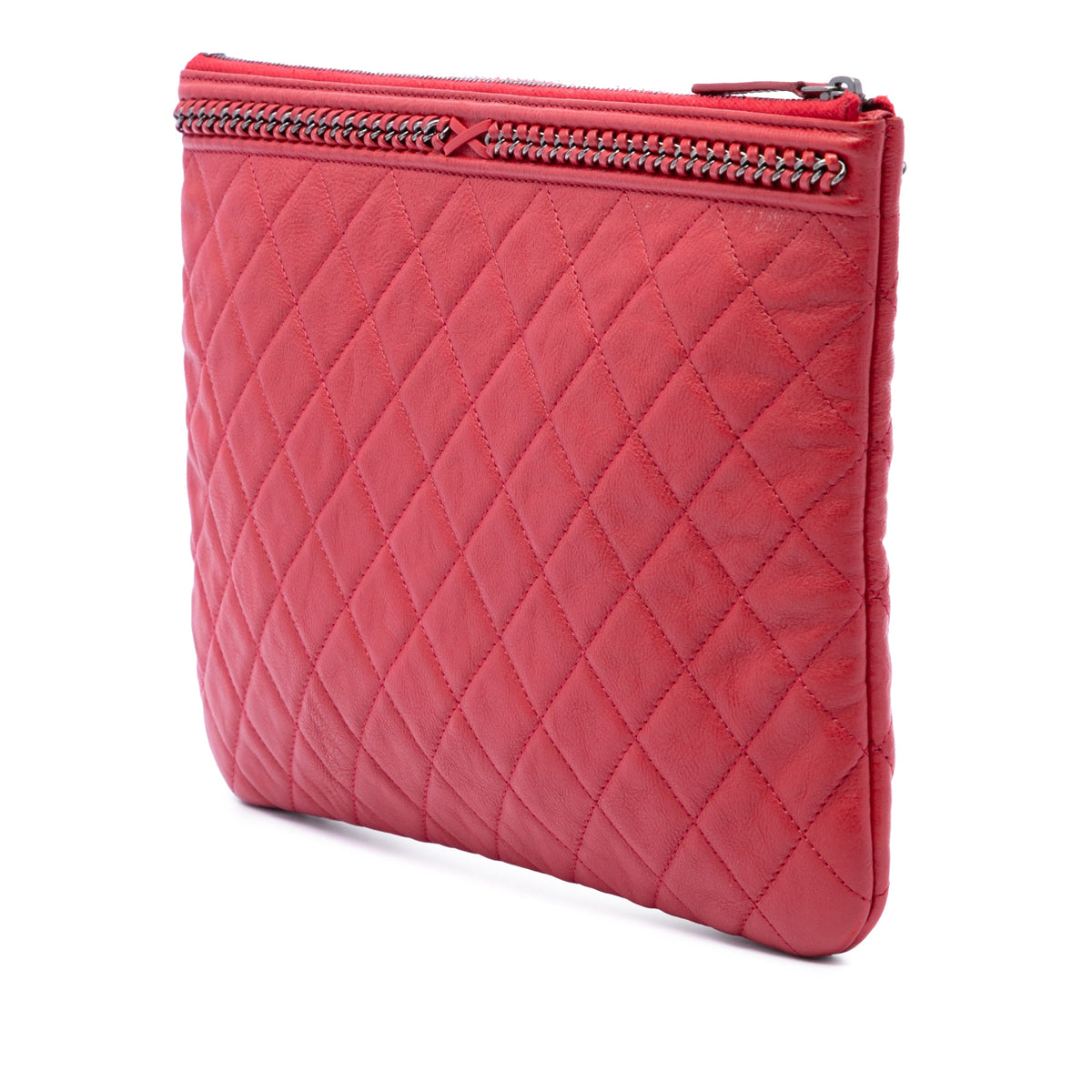 Chanel Medium Quilted Lambskin Chain Boy O Case Clutch