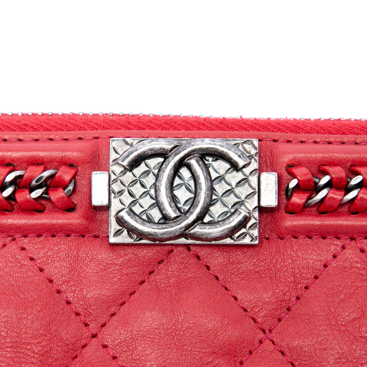 Chanel Medium Quilted Lambskin Chain Boy O Case Clutch