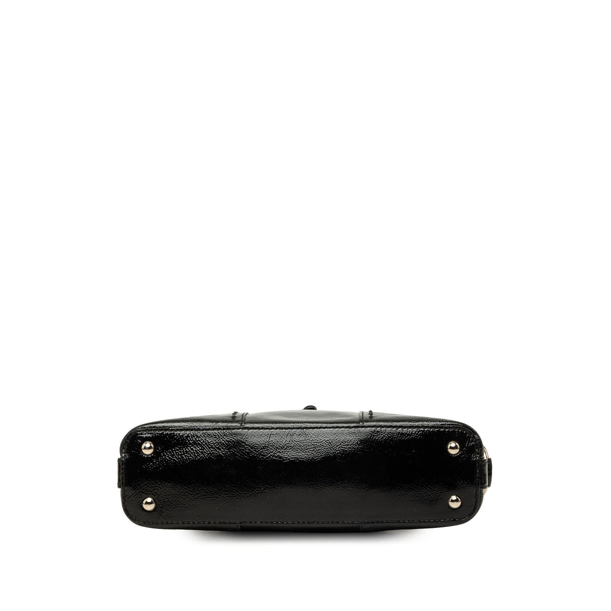 Saint Laurent Mini Crinkled Patent Muse Handbag — Black