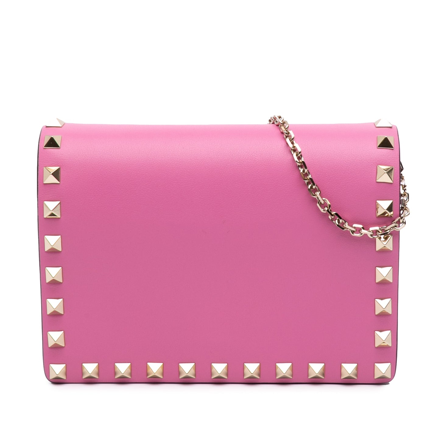 Valentino Pebbled Calfskin Rockstud Wallet On Chain