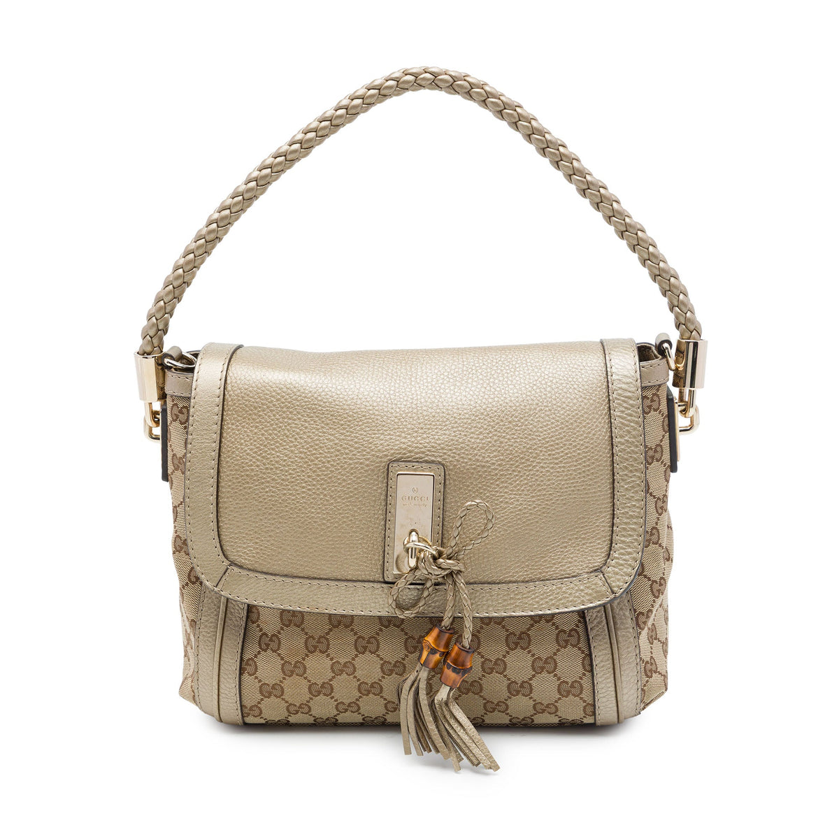Gucci GG Canvas Bella Flap Satchel — Beige